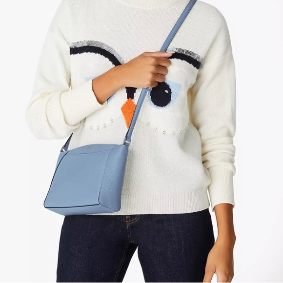 kate spade Handbags - Kate Spade baby dusty blue pebbled leather Monica crossbody NWT